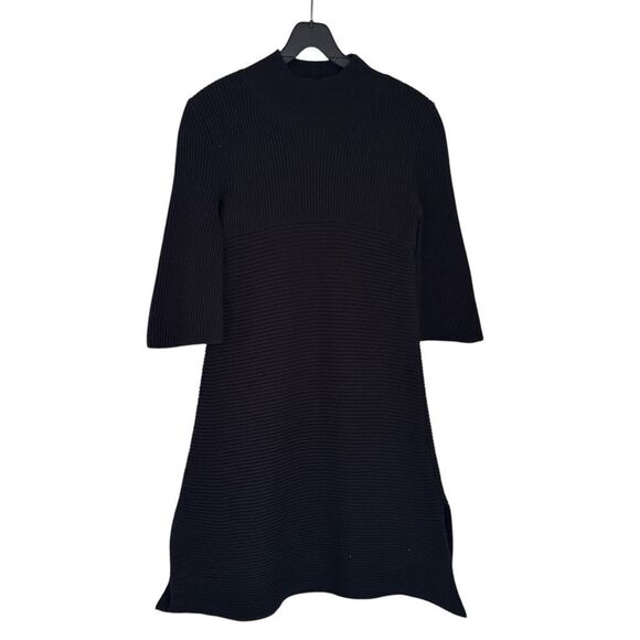 Stella McCartney Black Ribbed A-Line Wool Dress Size 40/ Medium - Picture 2 of 9